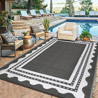Reversible Waterproof Outdoor Rug Lightweight Plastic Mat for Patio, Deck, Backyard, Camping