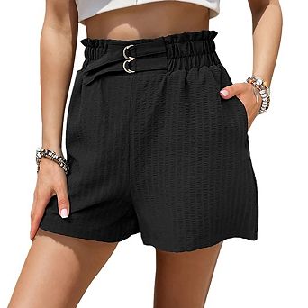 Women Casual Elastic High Waisted Wide Leg Cute Dressy Beach Shorts