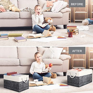 Foldable Storage Baskets Rope Handles Organizer Gift Basket