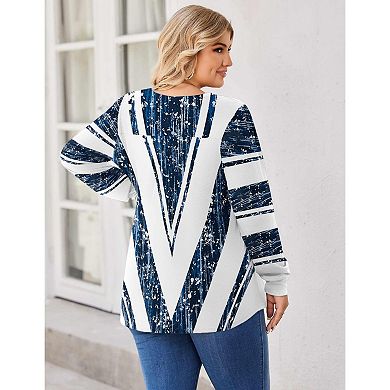 Zeagoo Women's Boho Long Sleeve V Neck Pleated Flowy Tunic Blouses Casual Fall Tops