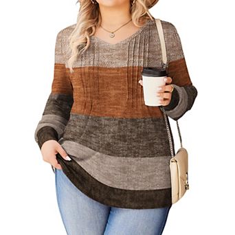 Zeagoo Women's Boho Long Sleeve V Neck Pleated Flowy Tunic Blouses Casual Fall Tops