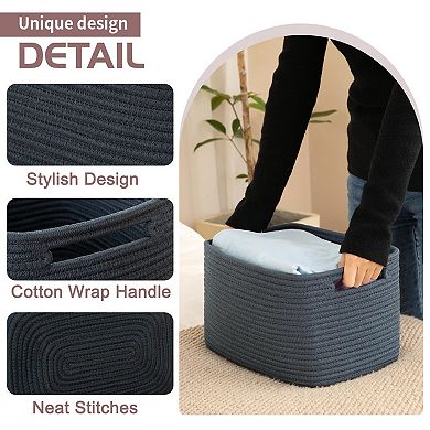 4 Pack Woven Storage Baskets with Handles Gift Basket