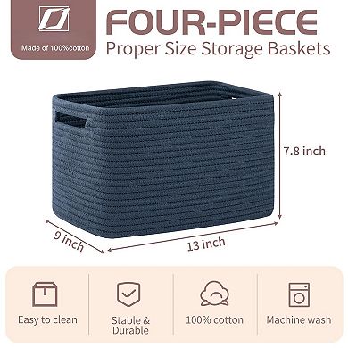 4 Pack Woven Storage Baskets with Handles Gift Basket