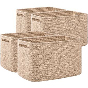4 Pack Woven Storage Baskets with Handles Gift Basket