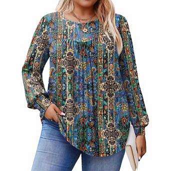 Zeagoo Women's Fall Long Sleeve Crew Neck Babydoll Tunic Tops Business Work Blouses