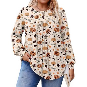 Zeagoo Women's Fall Long Sleeve Crew Neck Babydoll Tunic Tops Business Work Blouses