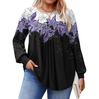 Zeagoo Women's Fall Long Sleeve Crew Neck Babydoll Tunic Tops Business Work Blouses