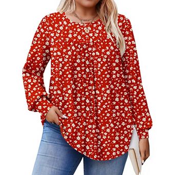 Zeagoo Women's Fall Long Sleeve Crew Neck Babydoll Tunic Tops Business Work Blouses