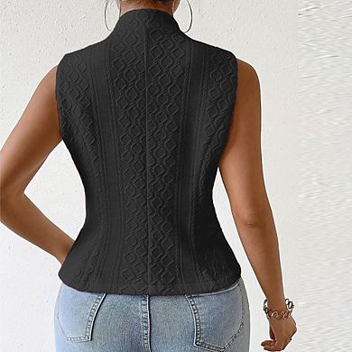Women V Neck Top Sleeveless Button Down Going Out Vest