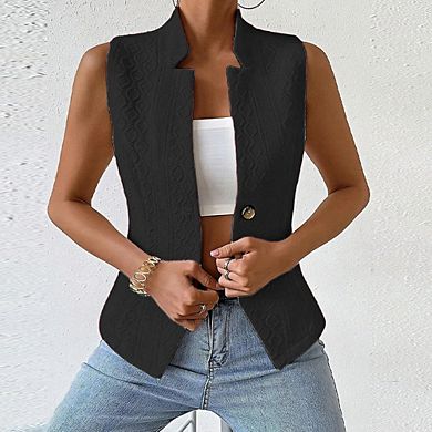 Women V Neck Top Sleeveless Button Down Going Out Vest