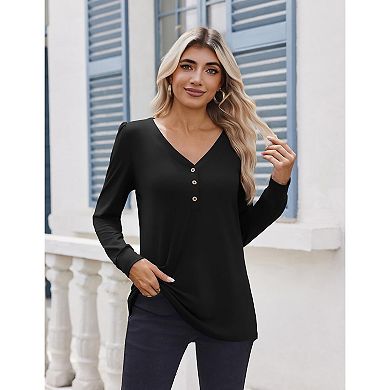 Zeagoo Tops Lightweight Casual Puff Sleeve Tops for Women Fall Shirts