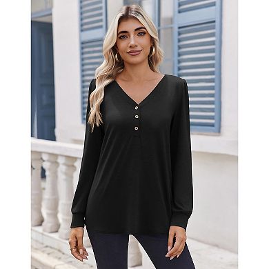 Zeagoo Tops Lightweight Casual Puff Sleeve Tops for Women Fall Shirts