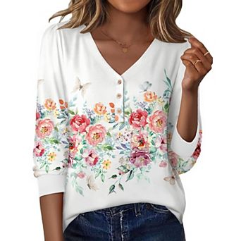 Zeagoo Tops Lightweight Casual Puff Sleeve Tops for Women Fall Shirts