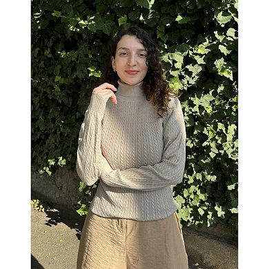 Zeagoo Women's Turtleneck Cable Knit Long Sleeve Pullover Sweater Casual Fall Winter Tops