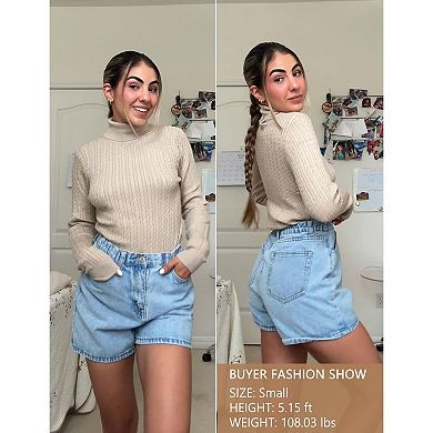 Zeagoo Women's Turtleneck Cable Knit Long Sleeve Pullover Sweater Casual Fall Winter Tops