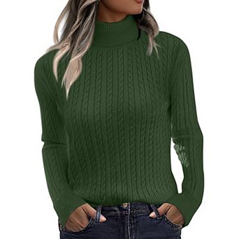 Zeagoo Women's Turtleneck Cable Knit Long Sleeve Pullover Sweater Casual Fall Winter Tops