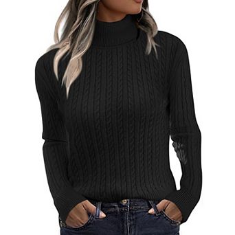 Zeagoo Women's Turtleneck Cable Knit Long Sleeve Pullover Sweater Casual Fall Winter Tops