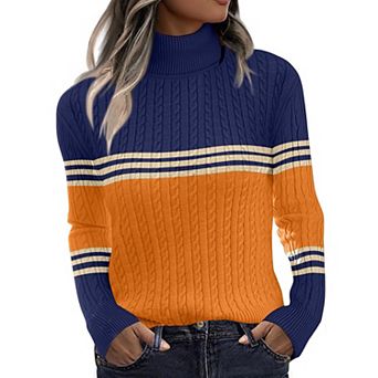 Zeagoo Women's Turtleneck Cable Knit Long Sleeve Pullover Sweater Casual Fall Winter Tops