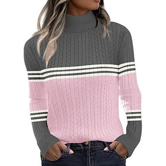Zeagoo Women's Turtleneck Cable Knit Long Sleeve Pullover Sweater Casual Fall Winter Tops
