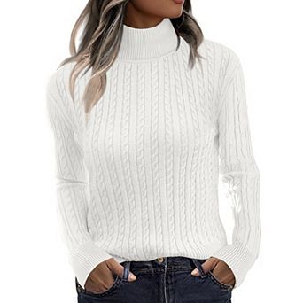 Zeagoo Women's Turtleneck Cable Knit Long Sleeve Pullover Sweater Casual Fall Winter Tops