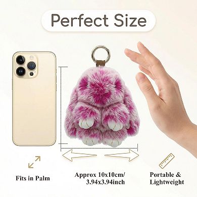 Fluffy Bunny Keychain Plush Rabbit Charm Gift Tin Box