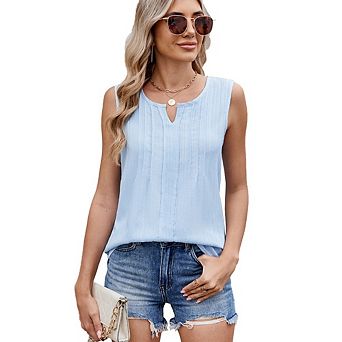 Womens Casual Sleeveless Tank Top V Neck Shirt Chiffon Dressy Work Blouse