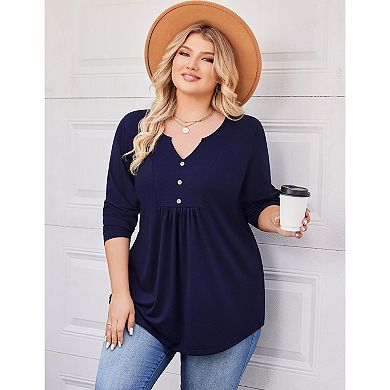 Zeagoo Women's Long Sleeve Pleated Floral Boho Blouse Button Down V Neck Basic Tops