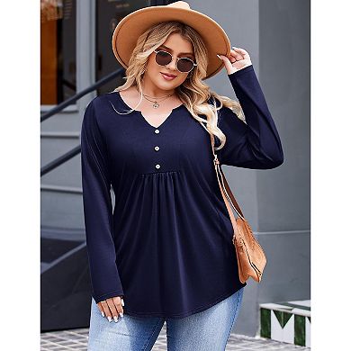 Zeagoo Women's Long Sleeve Pleated Floral Boho Blouse Button Down V Neck Basic Tops