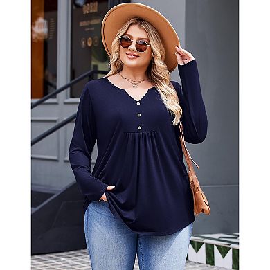 Zeagoo Women's Long Sleeve Pleated Floral Boho Blouse Button Down V Neck Basic Tops