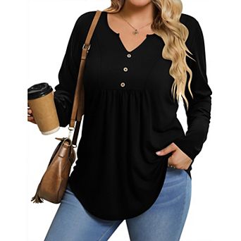 Zeagoo Women's Long Sleeve Pleated Floral Boho Blouse Button Down V Neck Basic Tops