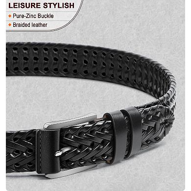 Mens Braided Leather Belt Casual Golf Gift