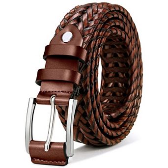 Mens Braided Leather Belt Casual Golf Gift