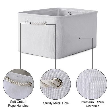 3pack Storage Bins Canvas Basket Organizer with Handles Gift Basket