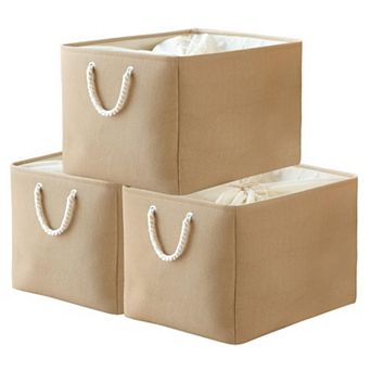 3pack Storage Bins Canvas Basket Organizer with Handles Gift Basket