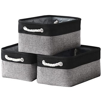 3pack Storage Bins Canvas Basket Organizer with Handles Gift Basket