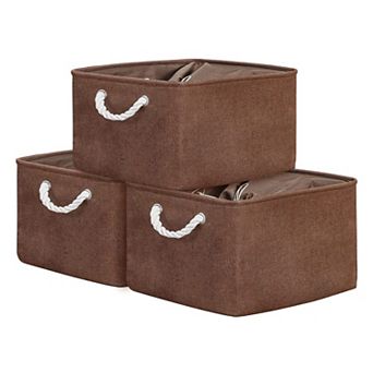 3pack Storage Bins Canvas Basket Organizer with Handles Gift Basket