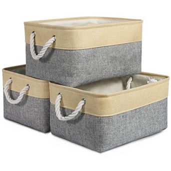 3pack Storage Bins Canvas Basket Organizer with Handles Gift Basket
