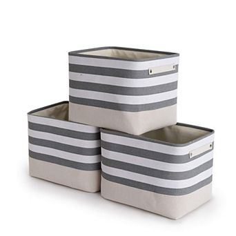 3pack Storage Bins Canvas Basket Organizer with Handles Gift Basket