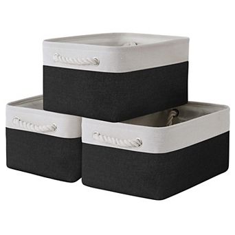 3pack Storage Bins Canvas Basket Organizer with Handles Gift Basket