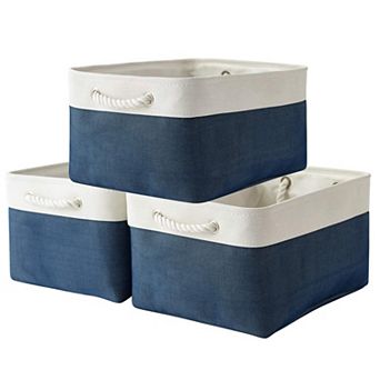 3pack Storage Bins Canvas Basket Organizer with Handles Gift Basket