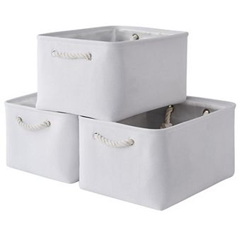 3pack Storage Bins Canvas Basket Organizer with Handles Gift Basket