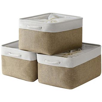 3pack Storage Bins Canvas Basket Organizer with Handles Gift Basket
