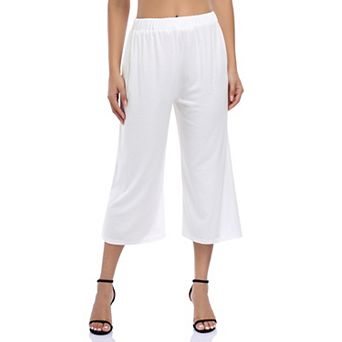 Women's Casual Wide Leg Cropped Pants with Dual Pockets