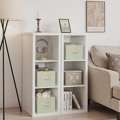 3PC Fabric Closet Organizer Storage Bin Foldable Shelf Basket