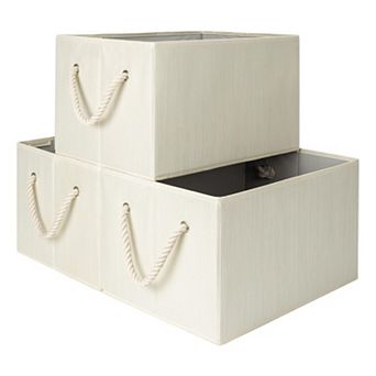 3 pc Fabric Closet Organizer Storage Bin Foldable Shelf Basket