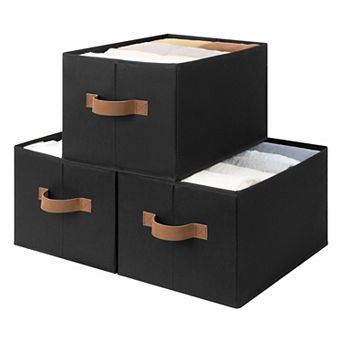 3 pc Fabric Closet Organizer Storage Bin Foldable Shelf Basket