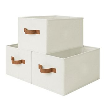 3 pc Fabric Closet Organizer Storage Bin Foldable Shelf Basket