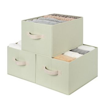 3 pc Fabric Closet Organizer Storage Bin Foldable Shelf Basket