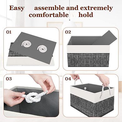 Storage Bin Collapsible Basket Rope Handles Organizing Containers Gift Basket