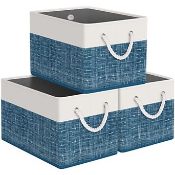 Storage Bin Collapsible Basket Rope Handles Organizing Containers Gift Basket